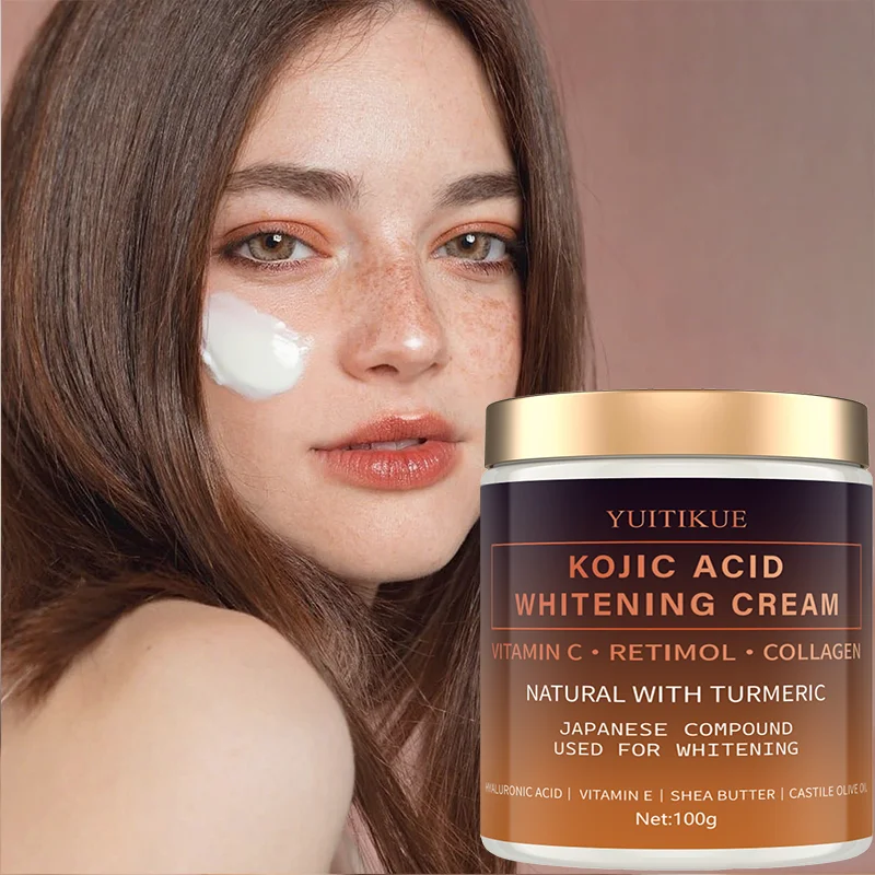 Kojic Acid Whitening Cream Vitamin C · Retinol · Collagen, Hyaluronic Acid | Vitamin E | Shea Butter | Castile Olive Oil