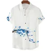 Pure White Simple Design Cherry Blossom Print Men's Casual Short Sleeve Shirt Summer Floral Casual Vacation Men's Top Oversized 2