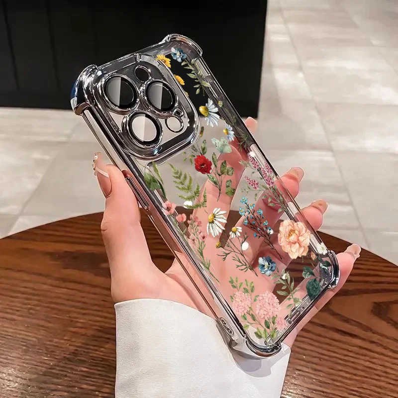Floral Plating Shockproof Flower Phone Case - Cute New Design