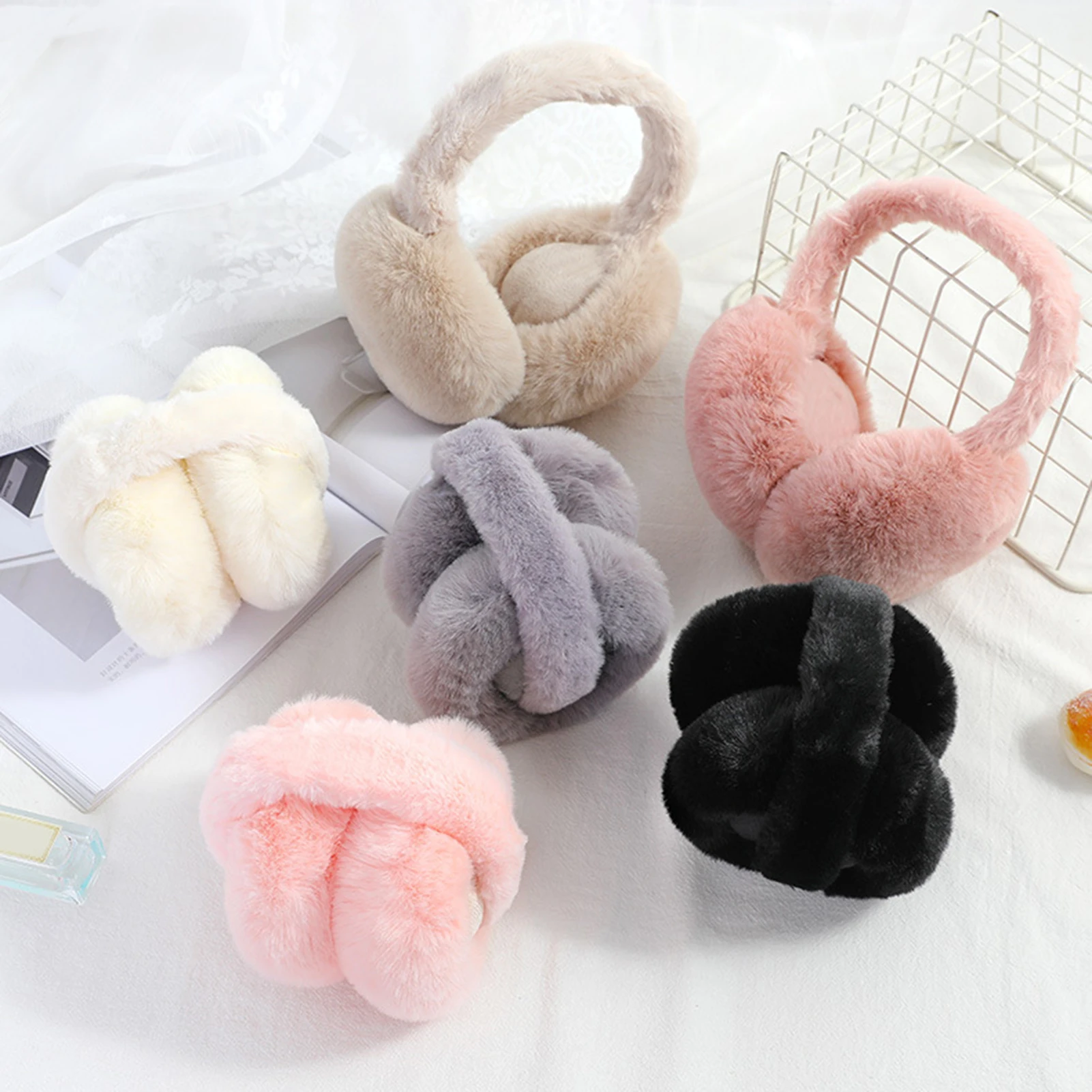 Unisex Plaid Folding Ear Cover Autumn Winter Warm Earmuffs warm earmuffs