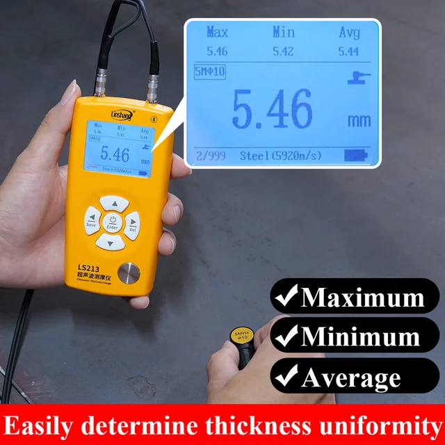 Ultrasonic Thickness Gauge Plastic LS213 Multi-probe Easy Operation High Precision Bluetooth APP QC Provide Sound Velocity 2