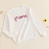 Suefunskry Family Matching Sweaters 1PC Mommy and Me Letter Embroidery Knitwear Long Sleeve Round Neck Warm Pullover Tops 4
