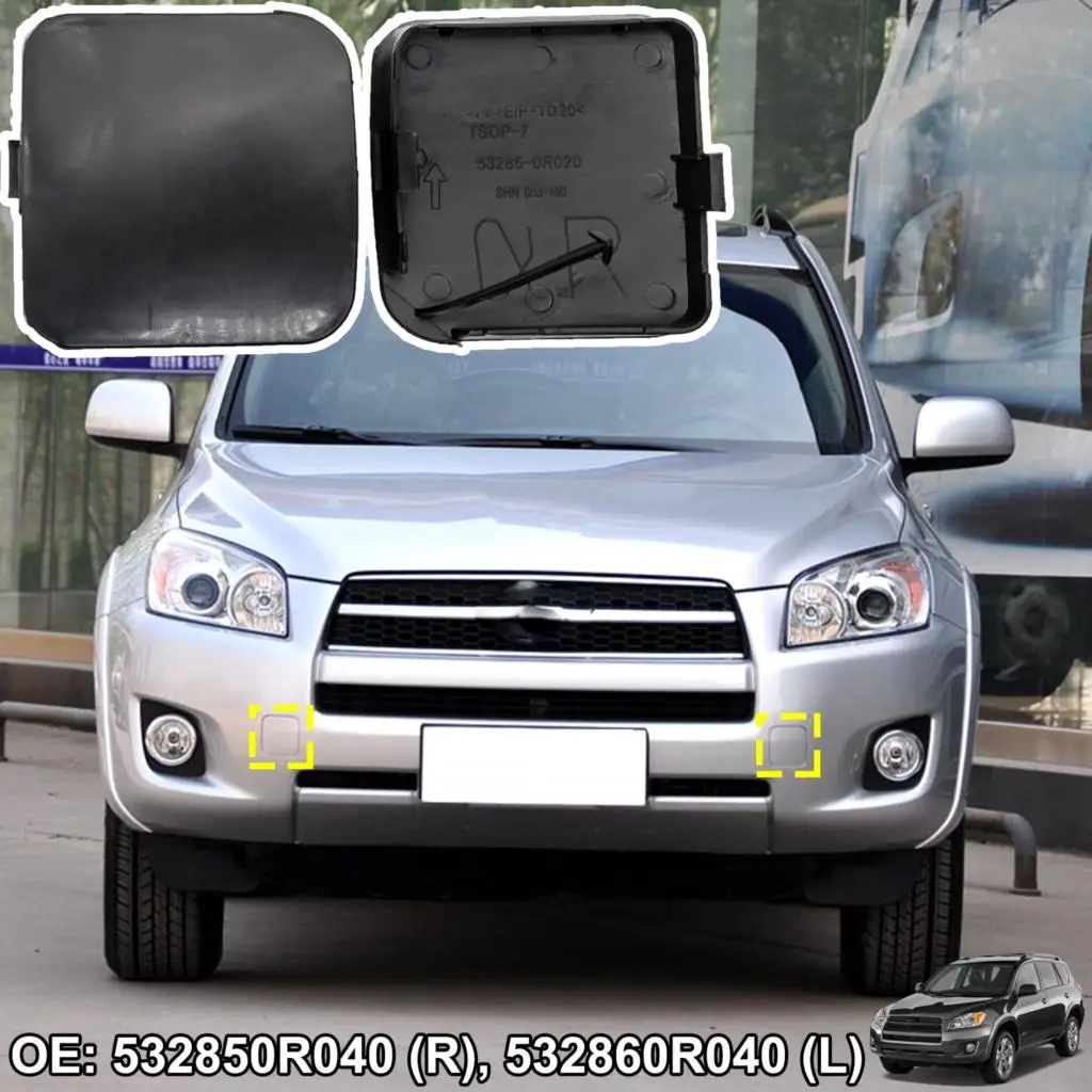 Car Front Bumper Tow Hook Cover Eye Towing Unprimed Cap Pair For Toyota RAV4 XA30 2009-2010 Left Right Trailer Caps Auto Styling