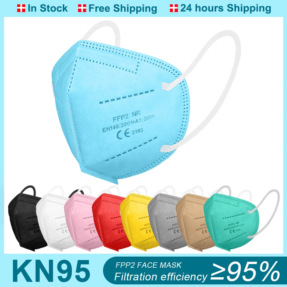 10/50/100PCS KN95 Masks Colores 5 Layers Protective FFP2 Face Mask Mascarilla FPP2 Homologada Cubrebocas KN 95 Filter Respirator