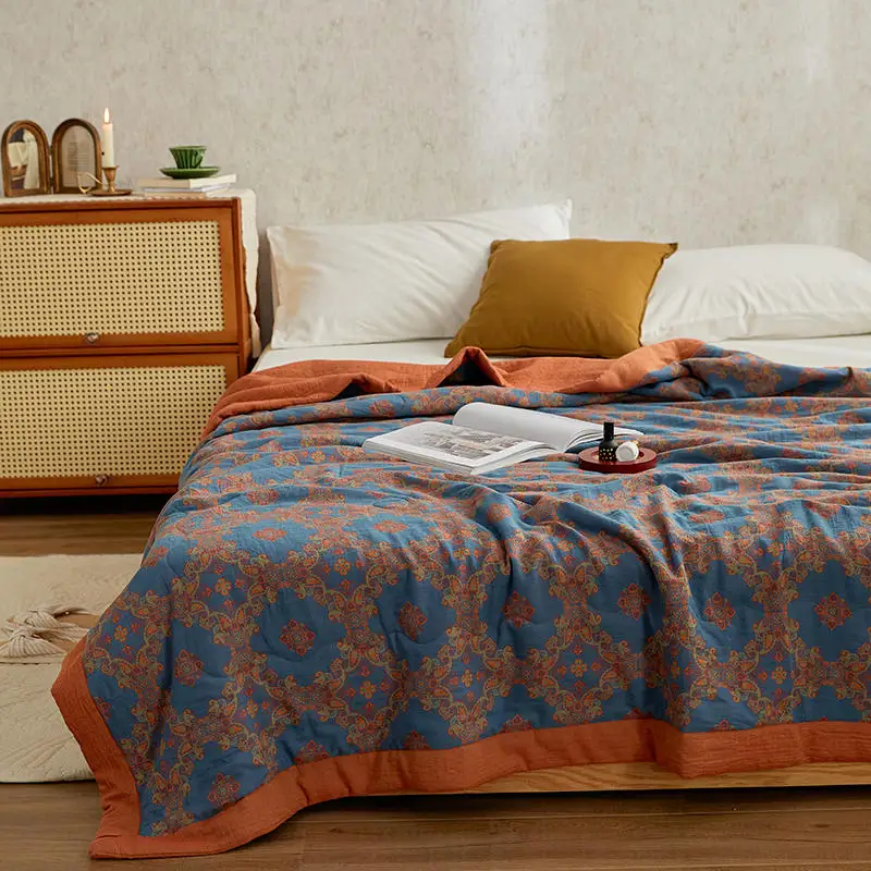 

Bohemia Style Double Layer Jacquard Cotton Summer Quilt Bed Cover Coverlet Quilt Bed cover Queen size Korean style