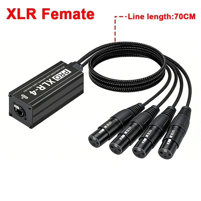 RJ45 to 4-Channel XLR Audio Cable Extender for Stage and Studio Lighting & Sound