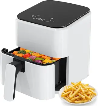 3QT Air Fryer, Small Air Fryer with Digital PP Touch Panel, White