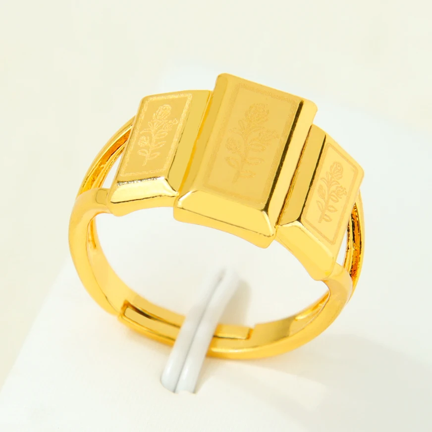 Arabische Mode Gold Ringe 24k vergoldet Dubai geometrische Zirkonia exquisite Ring italienische Frauen Event Party Schmuck – Detail 13