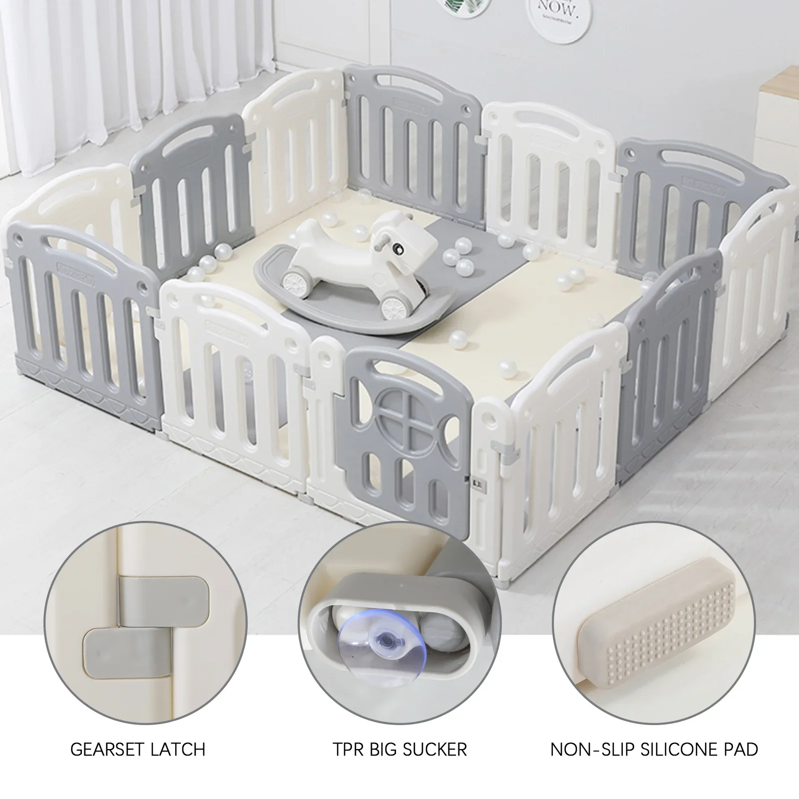 Baby Plastic Fold Playpen Easy To Carry Rectangle Shape Stable Sturdy Folding Kids Fence for Indoor Use