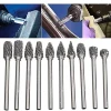 10 piece 1/8 inch shank carbide milling cutter rotary brocas com escareador high speed steel cone drill set with diamond bit 4