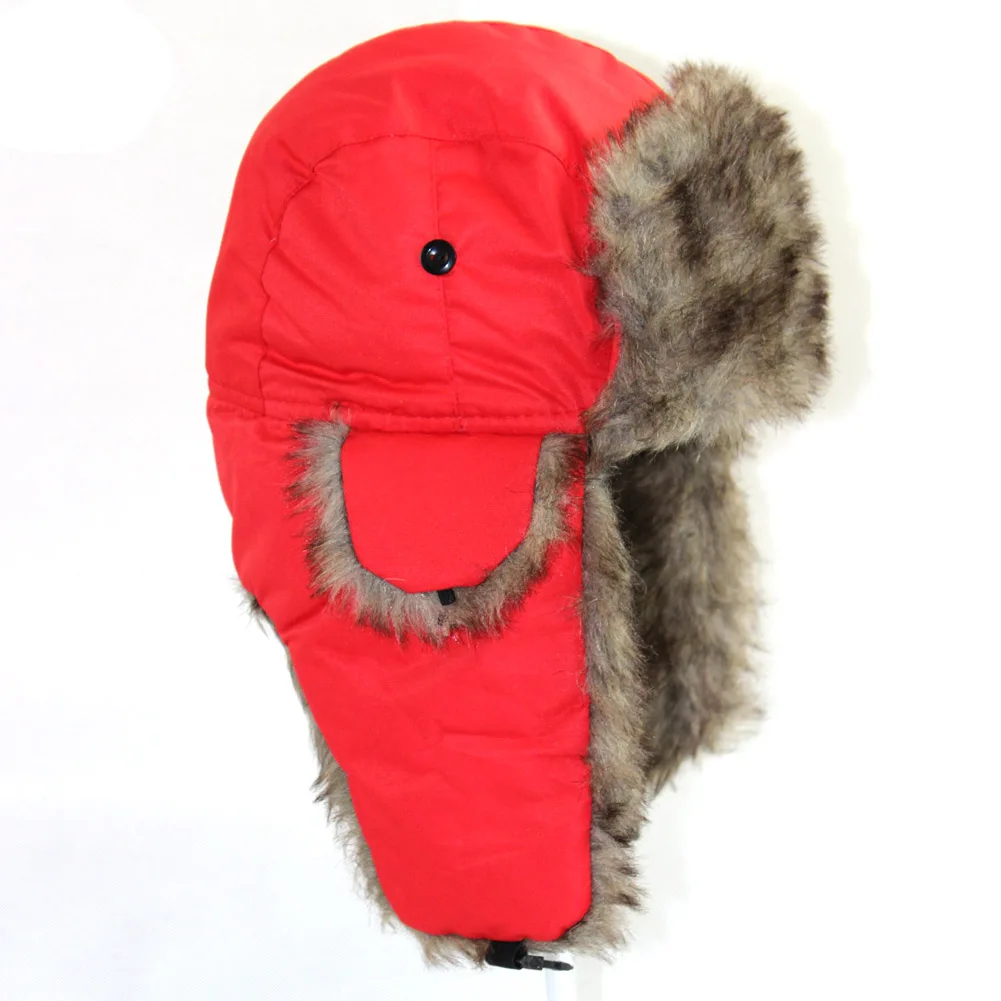 Unisex Men Women Russian Hat Trapper Warm Trooper Ear Flaps Winter Ski Hat Solid Fluffy Faux Fur Cap Headwear Bonnet New