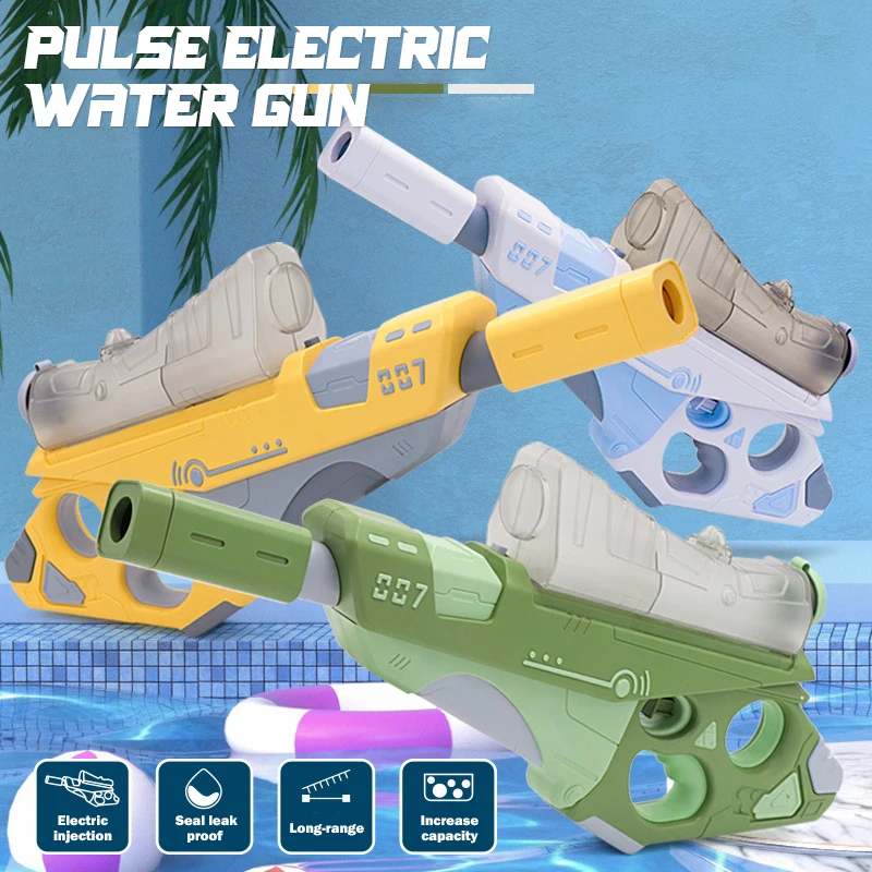 Electric Water Gun Bottle Carryable Automatic Large Capacity Pulse Summer Beach Battle Outdoor Water Guns Children Toys for Kids