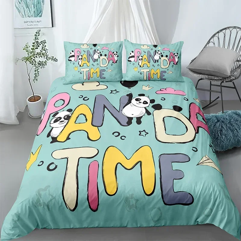 Panda Printed 2/3pcs Bedding Set Bamboo Duvet Cover For Adult Child Bedclothes And Pillowcases Comforter Covers Bed Sets