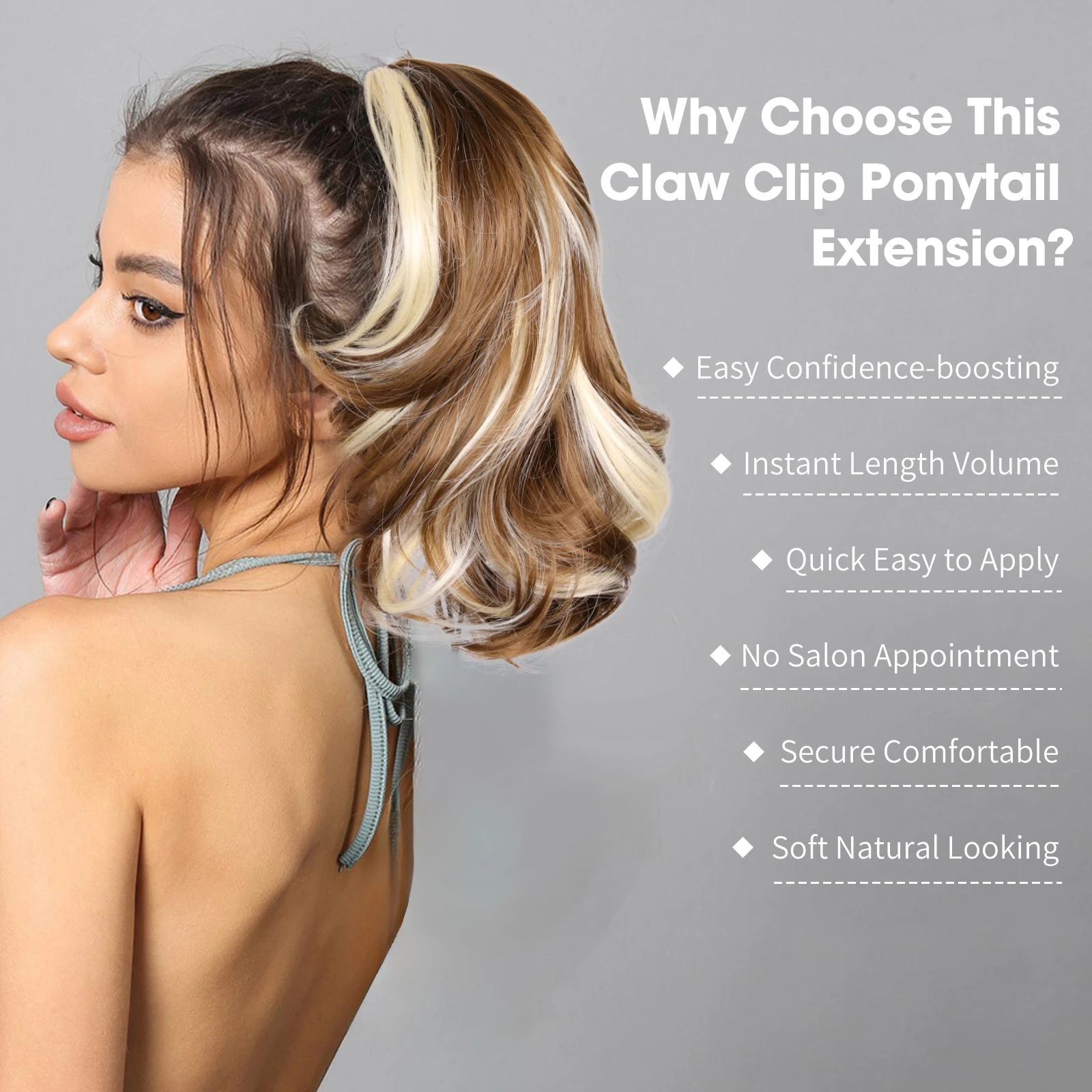 Synthetic Ponytail Claw Clip On Ponytail Hair Extension 10Inch Short Wavy Hair Hairpiece Heat Resistant For Women