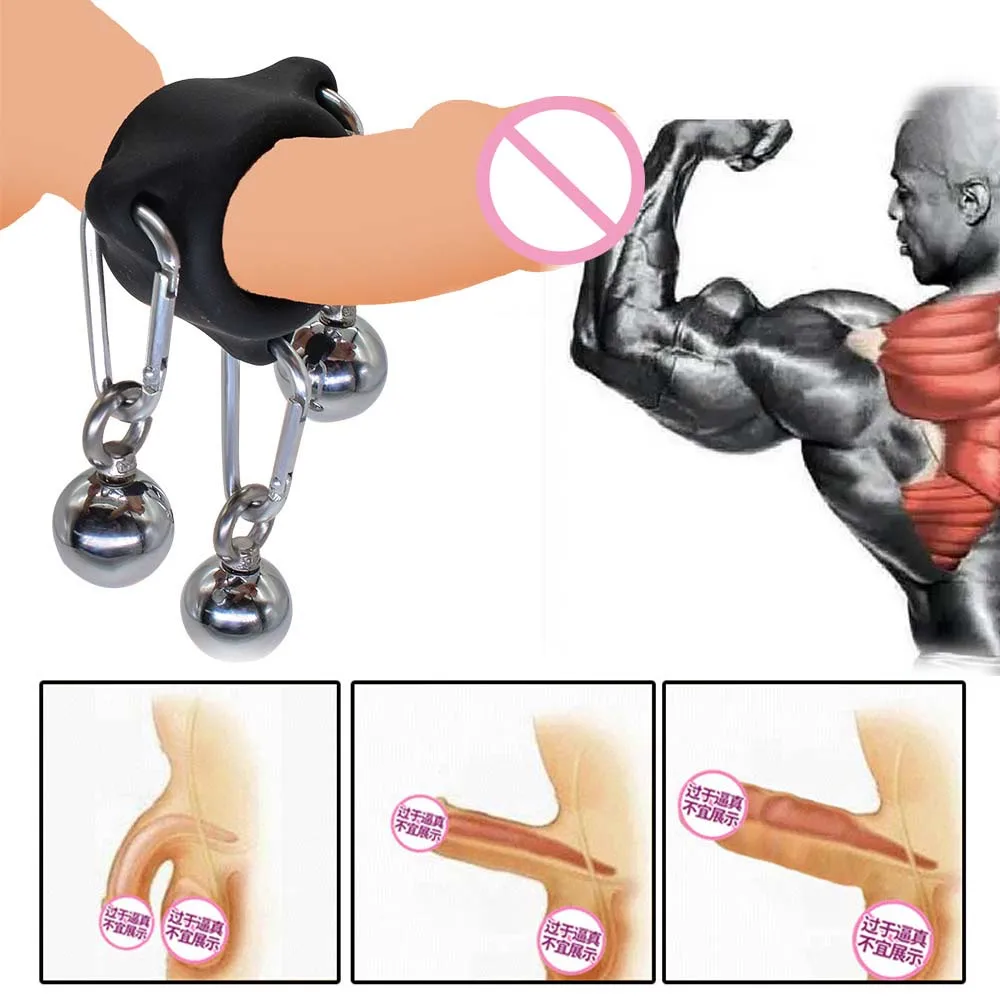 

Metal Ball Erection Male Training Silicone Penis Extender Ring Cock Enlargement Hanger Stretcher Tooy Sex Toys for Man Extension