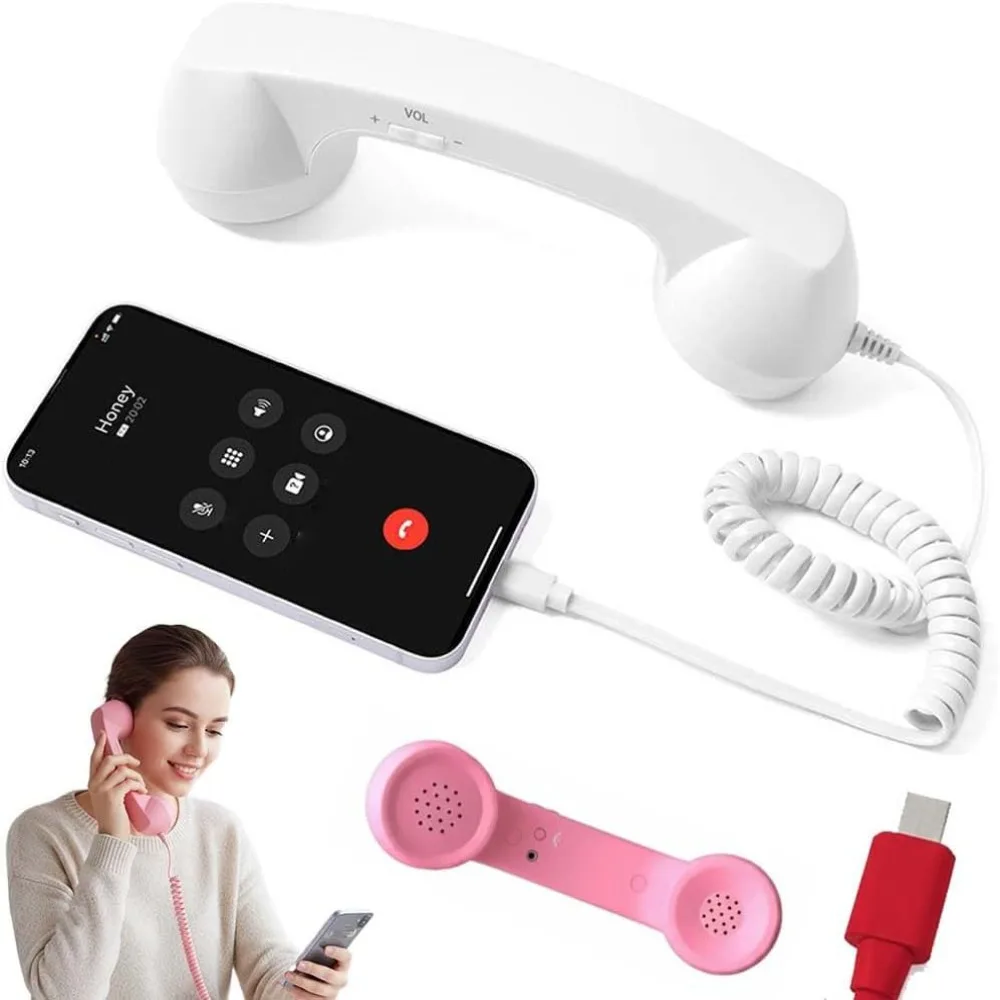 New Tangle-Free Type-C Handheld Phone Receiver with Microphone