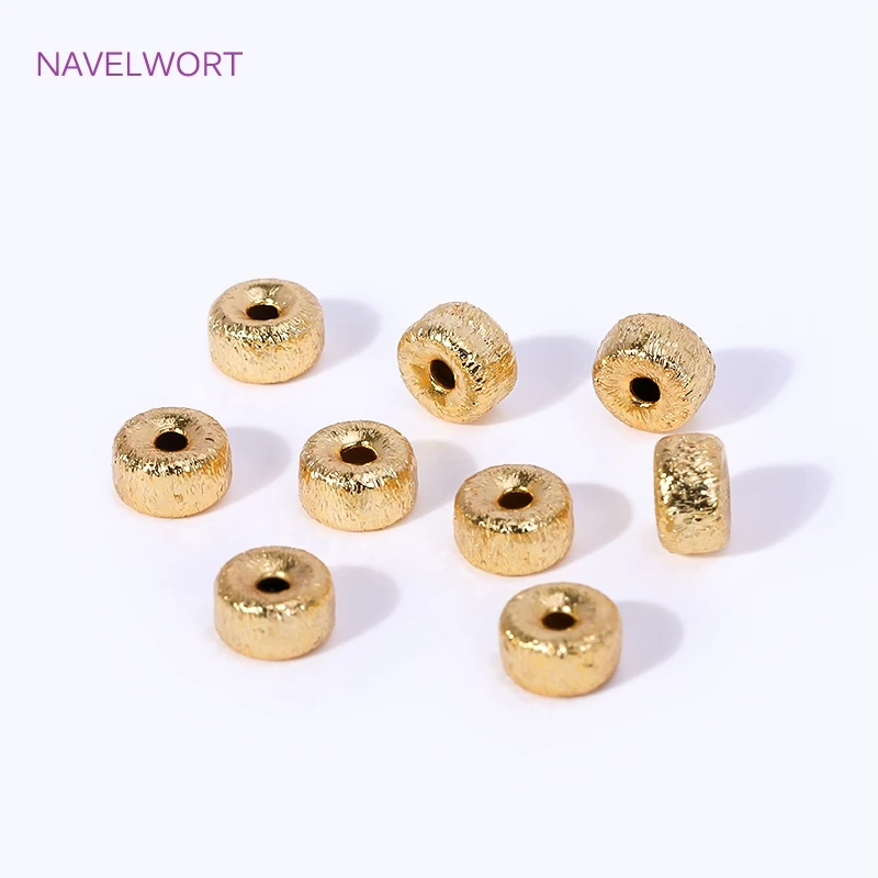 Messing 6mm Frosted Wheel Spacer Perlen 18K vergoldet Runde lose Perlen für Schmuckherstellung DIY Schmuckherstellung Zubehör – Detail 14