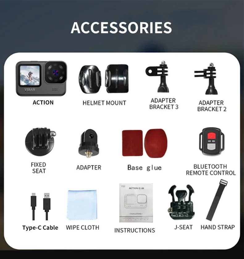 5K Action Camera WiFi 4K 60FPS Dual IPS 2.2 Touch LCD DVR 170° Wide Angle Waterproof 5X Zoom Sport Camera Anti-shake With Remote 6