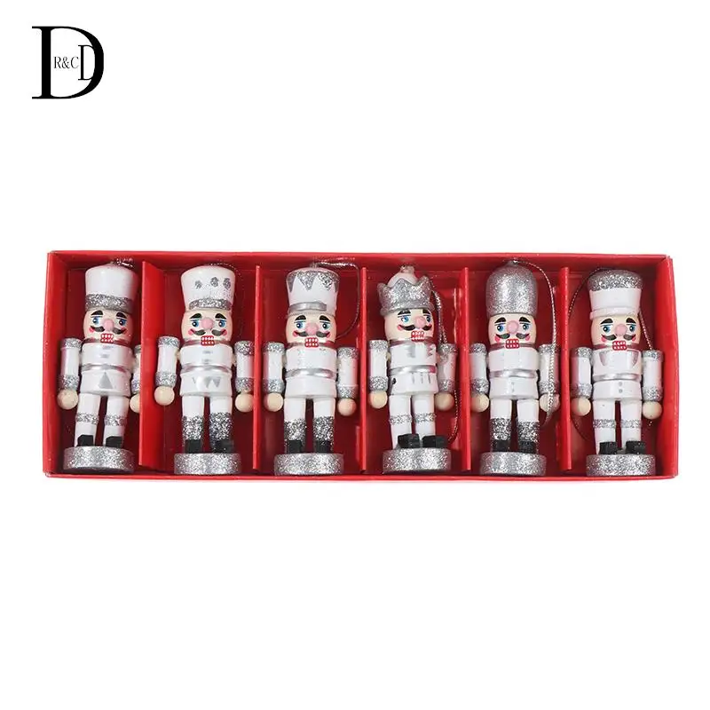 

6cm Mini Sliver Nutcracker Puppet Christmas Decor Flash Nutcracker Soldier Home Ornaments
