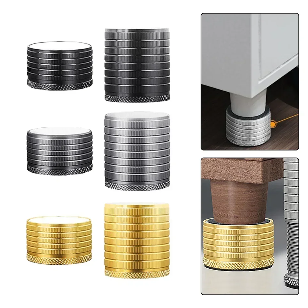 Adjustable Aluminum Alloy Bed Risers with Silicone Base - Furniture Hardware Accessories (Set of 1-16 Pieces)