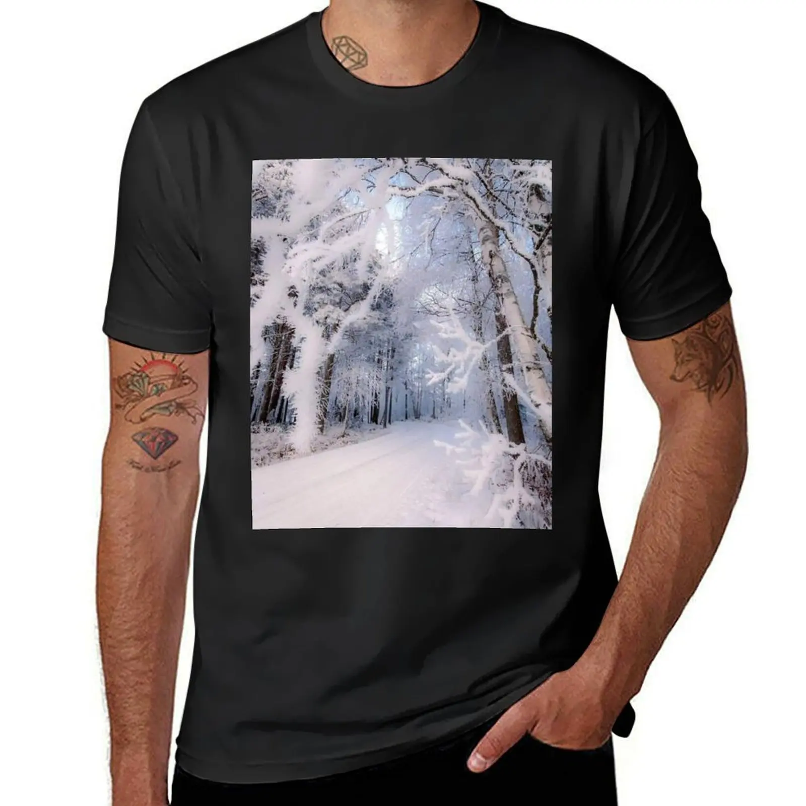 Winter Landscape Finland T-Shirt summer clothes customs shirts graphic tees Men's clothing