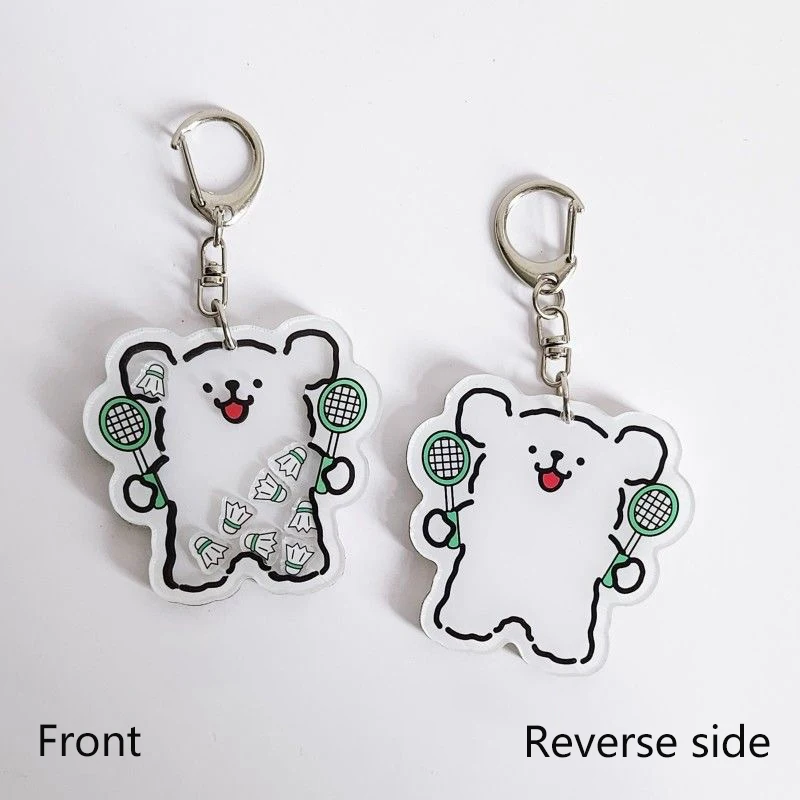 Acrylic Key Holder Shake Ball Puppy Keychain Hanger Cartoon Shake Football Key Ring Creative Rocking Tennis Keychain Shared Gift 6