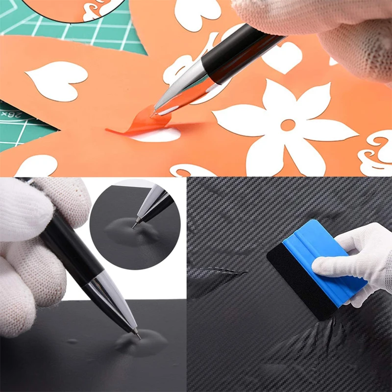 Car Wrapping Tools Automotive Film Tools 9Pcs Car Glass Window Tint Film Installation Tools Kit with Air Release Tool Pen Felt Squeegee Vinyl Knife Vinyl Wrap Gloves car wrapping tools,automotive film tools
