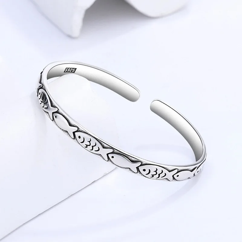 Hot Sell Elegant Fish Design Thai Silver Female Bangle Original Jewelry For Women Birthday Gifts No Fade 4