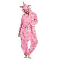 Pink Sleep Jumpsuit Woman Onesie Adults Pyjama Animal Plush Winter Warm Hooded Kigurumi Unicorn Pajamas Star Print Christmas Pjs 6