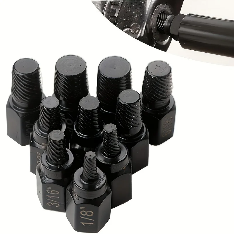10-teiliges Schraubenausdreher-Set für beschädigte Schrauben, Sechskant-Schraubenentferner, Spiral-Schraubenausdreher für gebrochene Schrauben, Muttern und Bolzen – Detail 3