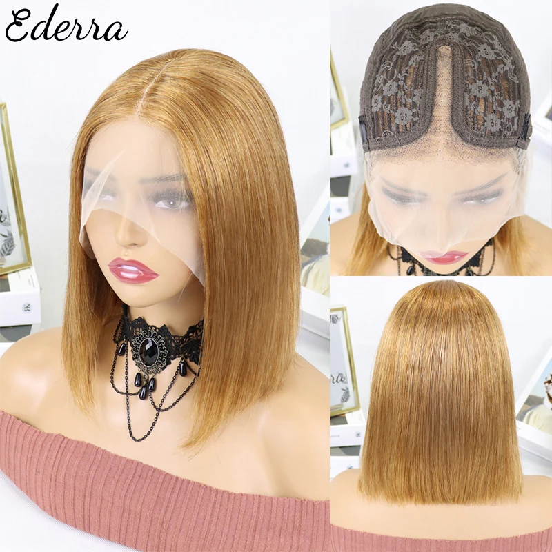 

Brazilian Short Bob Wigs Bone Straight Human Hair Wigs Pre Plucked Middle Part 13x1 Front Lace Bob Wigs For Women Remy Hair Wigs