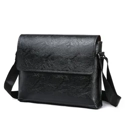 Luxury PU Leather Crossbody Bag - Multifunctional Vintage Men's Business Handbag (Black)