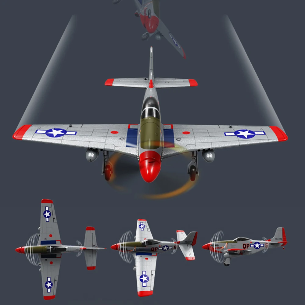 Détail de la caméra optionnelle fixée sous l'aile de l'avion RC P-51D Mustang