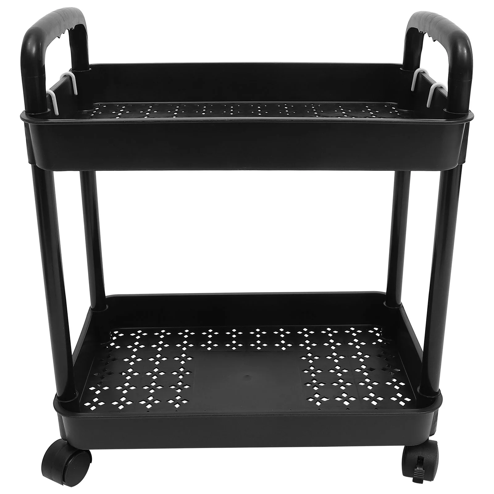 

Mobile Double Layer Cart Storage Rack Utility Book Shelves 2 Tier Rolling Household