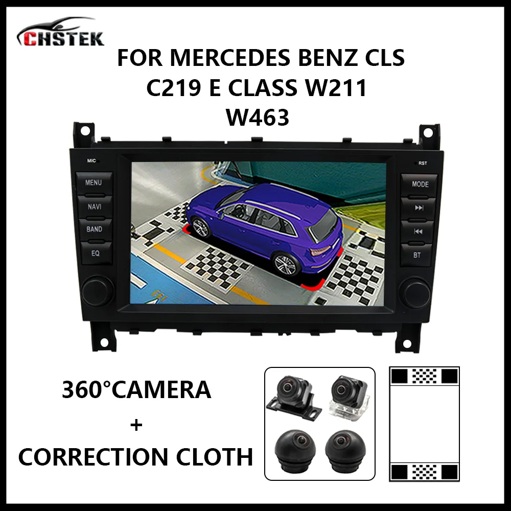 

CHSTEK Car Radio Android12 Multimedia Player 360 ° Camera Carplay Qualcomm for Mercedes Benz C Class W203 CLC CLK W209 2004-2007