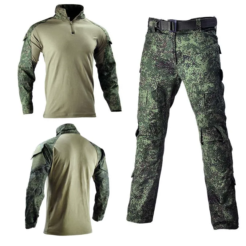 

HAN WILD Russian Tactical Combat Suit Shirt&Pants +Pads Camo Military Suits for Men Clothing Airsoft Uniform Trainning Windproof