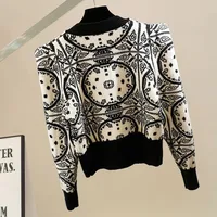 Geometric Knitted Soft Diamonds Beading Vintage O-Neck Women's Sweater Korean Fashion Jumpers Female Short Pullovers Chic Tops - Image 2