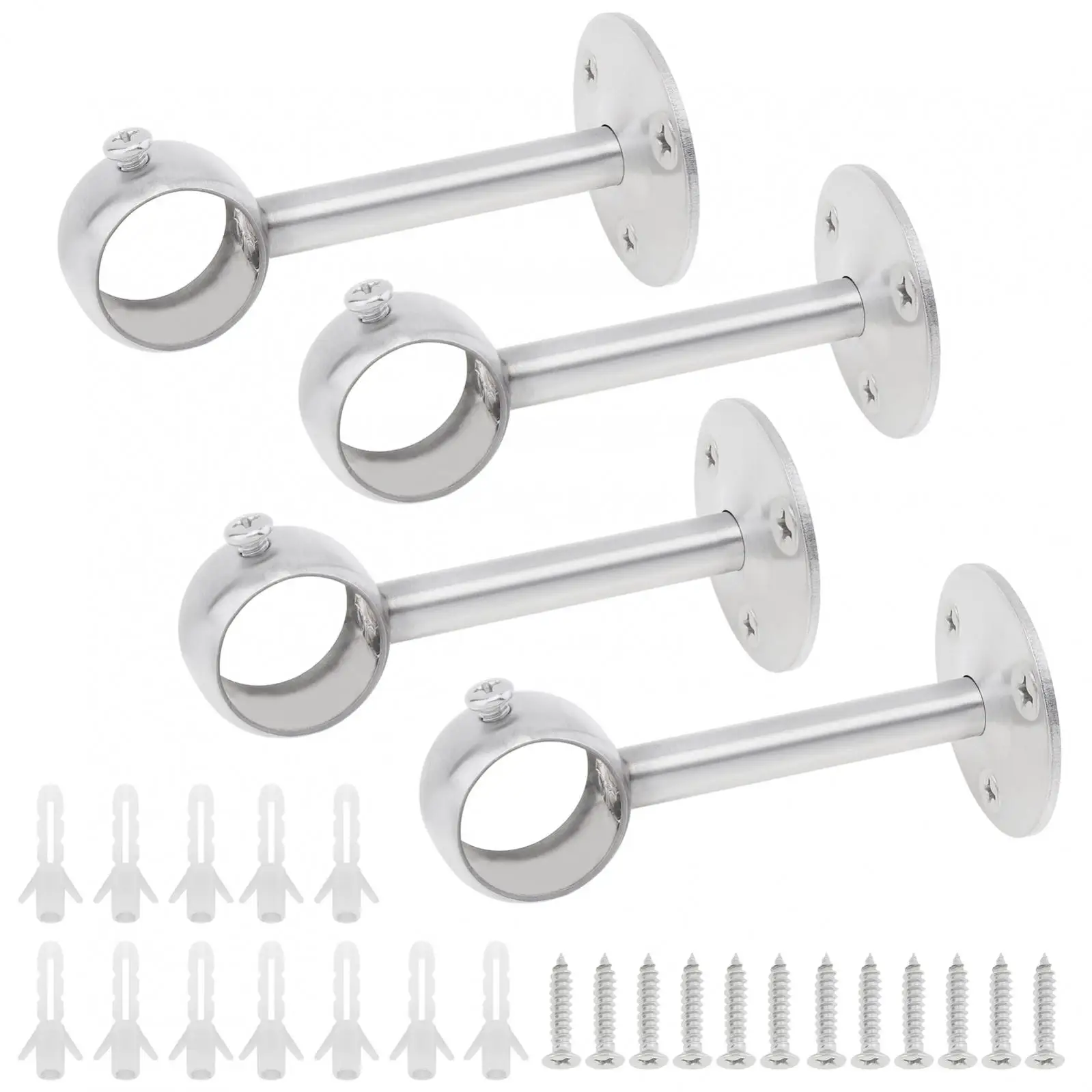 Heavy Duty Three Holes Stainless Steel Curtain Rod Bracket for 1 Inch Drape Pole 4pcs curtain rod