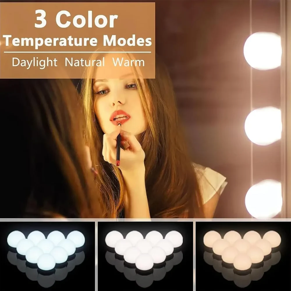 Makeup mirror lights 10/12/14PCS USB 10W Lighting Dimmable Wall Panels Bathroom Dressing Table