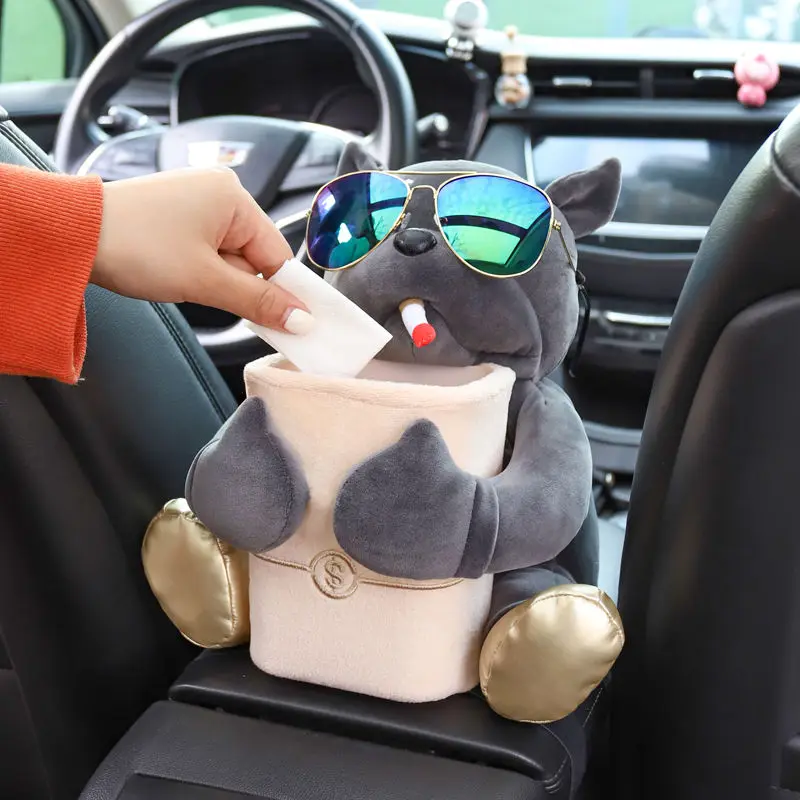 Car Cartoon Cute 2 In 1 Tissue Box Armrest Box Garbage Can Multi-functional Storage Bag for Home Office