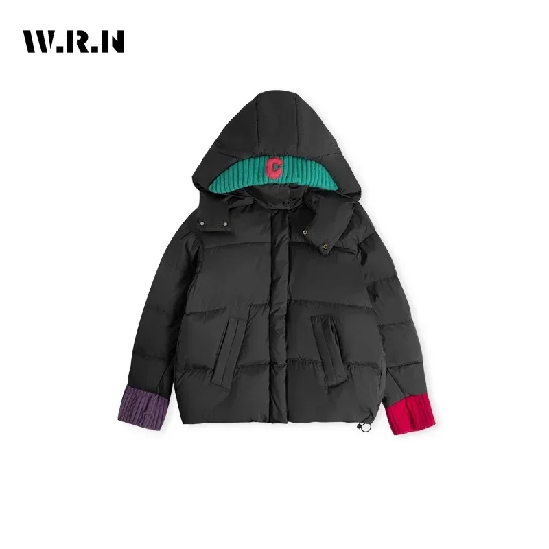 

2023 Winter American Retro Style Single Breasted Parkas Warm Thick Jacket For Women Casual Outerwear Vintage Patchwork Coat