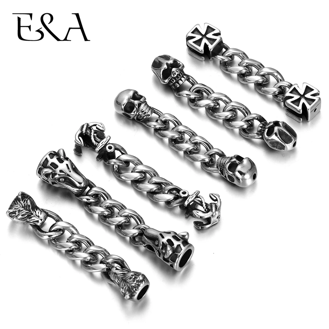 

1piece Never Fade Stainless Steel Animal Chain Patterned Connector fit Beaded Bracelet DIY Jewelry Making Finding Accessories