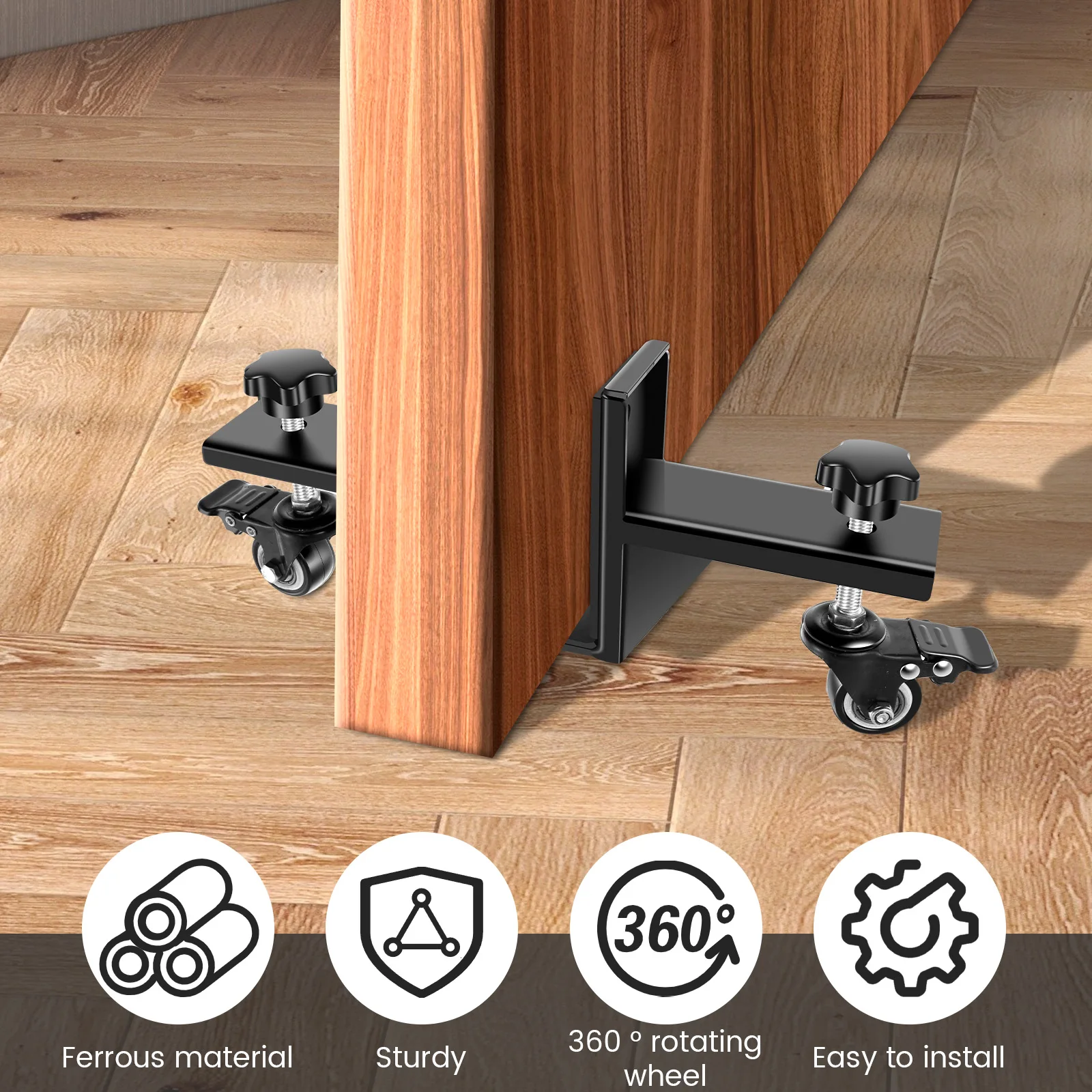360 Degree Rotation Door Installation Dolly Free Moving Door Panel Installation Kit Dolly Iron Mover for Bifold 2Pcs
