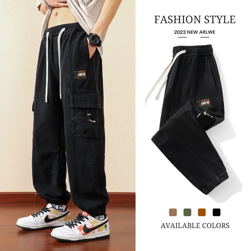 01 Overalls For Boys In Spring And Autumn 2023 New Loose Trend Leggings Casual Pants For Men Handsome Versatile Pants