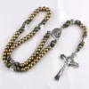 Vintage Alloy Cross Saint Benedict Pendants Exorcist Men's Braided Rope Cold Wind Prayer Bead Necklace Party Jewelry 2
