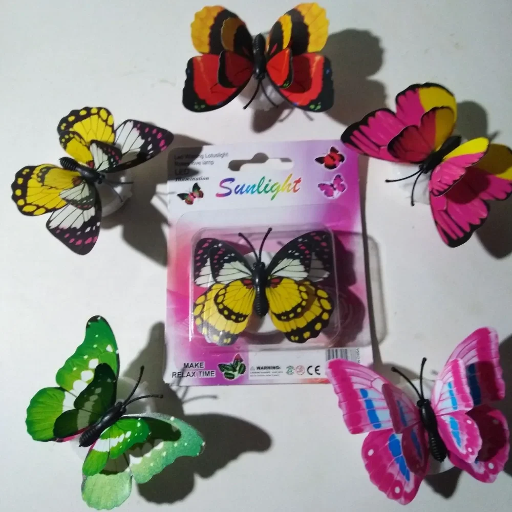 

10 Packs Color Random Colorful Light-Emitting Butterfly Small Night Lamp 3D Stereo Luminous Butterfly Wall Stickers