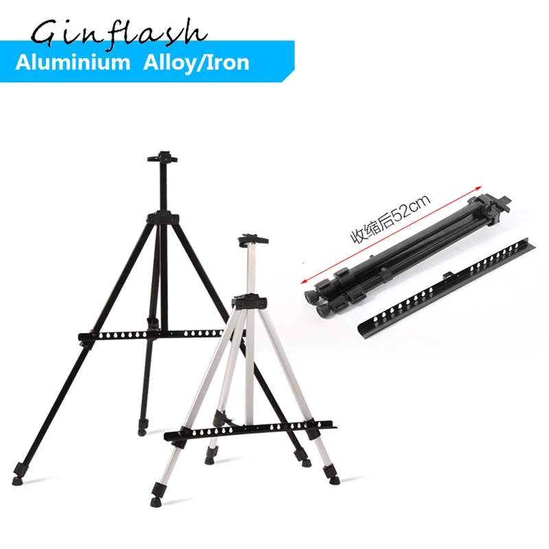 Ginflash 1pc Easel Aluminium Alloy Folding Painting Easel Frame Artist Adjustable Tripod Display Shelf With Carry Bag