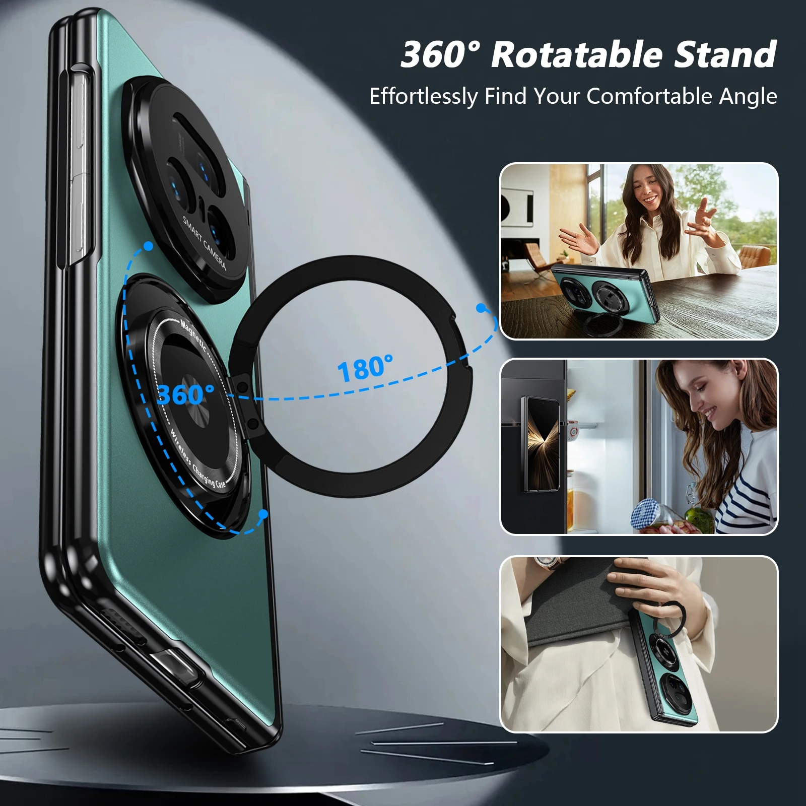 Luxury Aluminum Alloy Rotating Bracket Shockproof Bumper Case