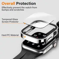 Verre + étui pour Apple Watch 9 8 7 6 5 4 SE 45mm 41mm 44mm 40mm, housse de protection d'écran à bord droit, série iWatch Ultra 49mm 4