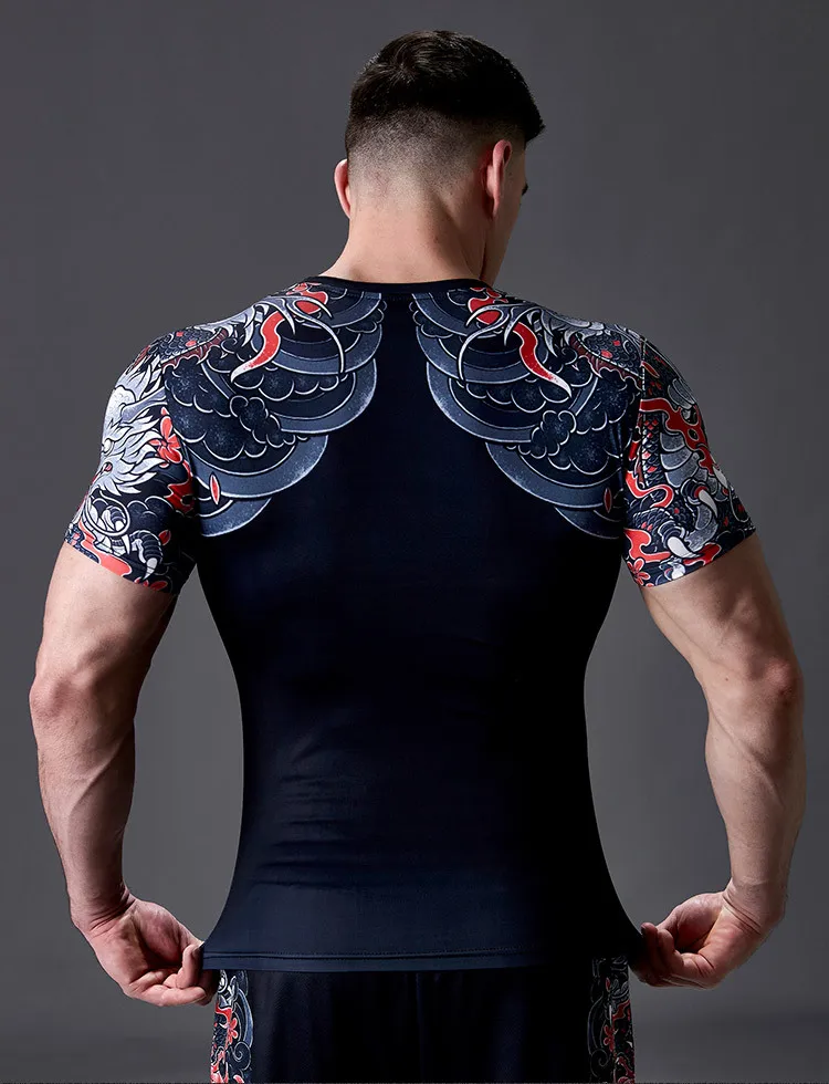 Schnell trocknendes Jiu-Jitsu RashGuard-Kurzarm-T-Shirt für Herren für Bodybuilding, Fitness, Training und Laufen, enges Sport-T-Shirt – Detail 10
